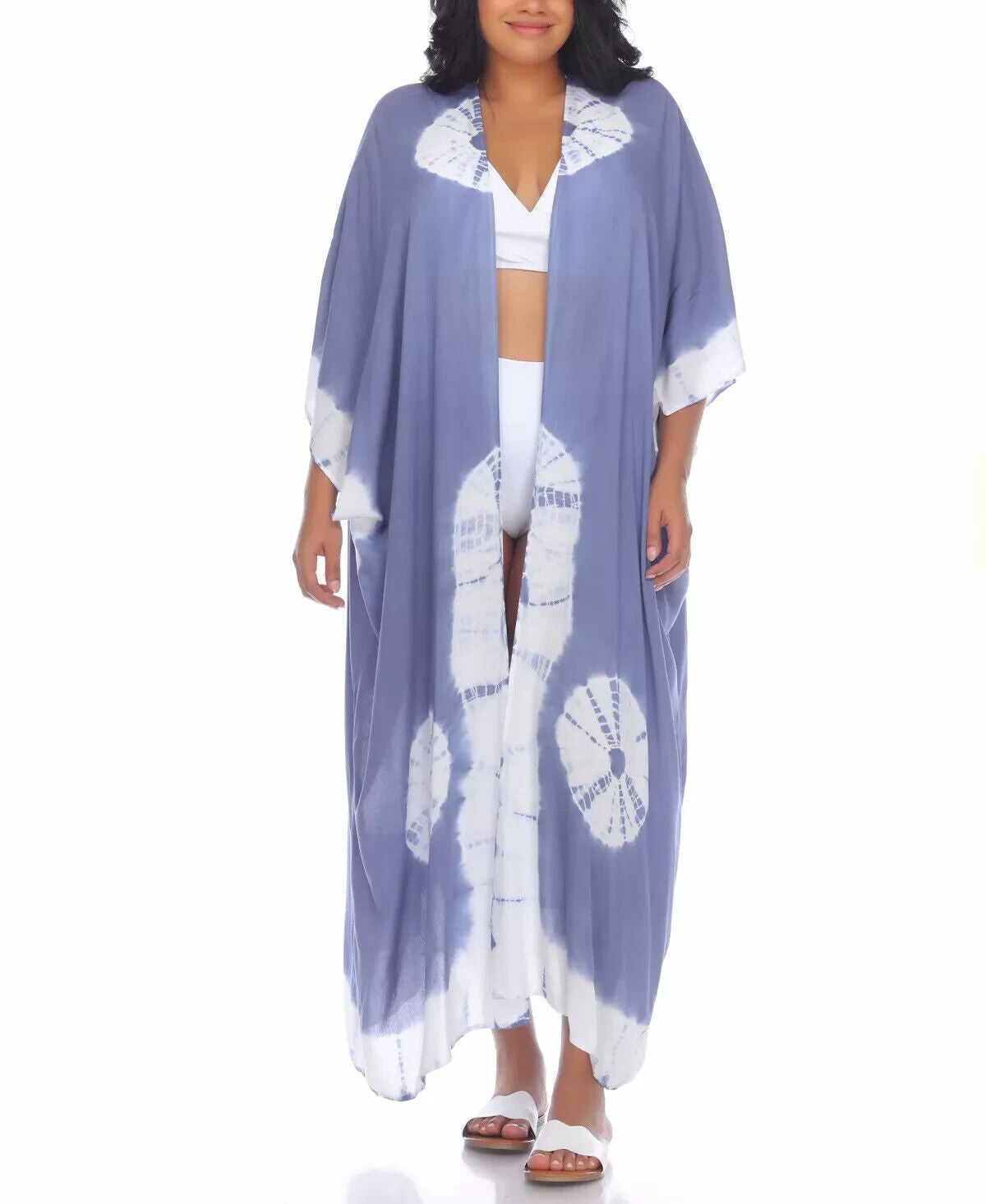 RAVIYA Women's Tie-Dye Kimono Maxi Cover-Up, AZURE TD,  L/XL